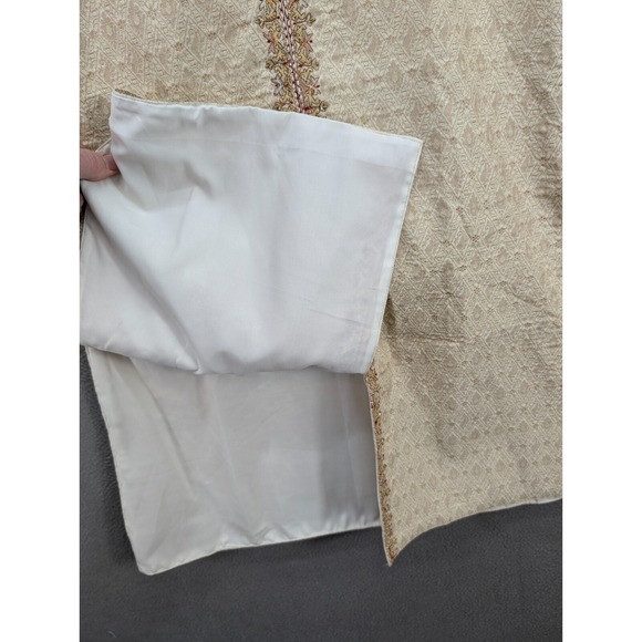 Ainit Ethnicwear Kurta Mens Elegant Cream Embroidered Indian Pakistani Size S/M? - Picture 6 of 12